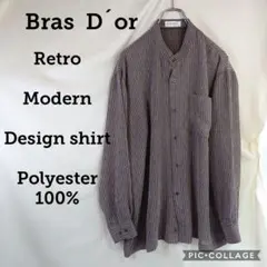 古着 brasdior レトロ モダン シャツ 薄手 バンドカラー 大人