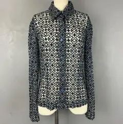ANNE KLEIN 長袖 薄手 総柄 デザイン ブラウス レース シースルー