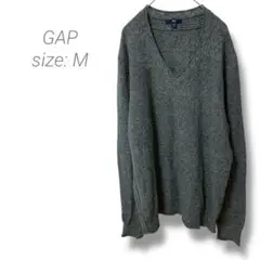 【ギャップ】Gap Vネックニット ウール混合 ユニセックス ゆったり 灰色 M