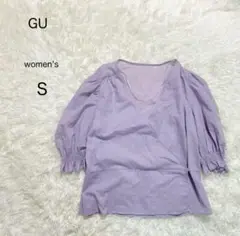 【GU】カシュクールパフスリーブブラウス トップス フェミニン きれいめ