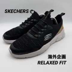 日本未発売 スケッチャーズ スリッポンRELAXED FIT 金黒 27cm