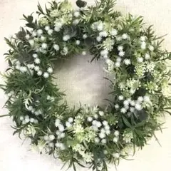約30㎝＊かすみ草たっぷり*グリーンリース*〜アーティフィシャルフラワー〜