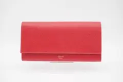 CELINE 二つ折り長財布 ラージ フラップウォレット レッド Aランク 極美