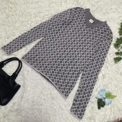 美品　アルマーニコレツォーレ　薄手ニット　グレー　総柄　コットン　50 XL