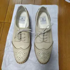 ランバンLANVIN アイボリー レースアップレディースシューズ