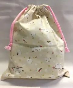【おまとめ可】巾着袋　シマエナガ　　　　 着替え袋