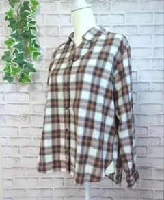 【UNIQLO】レディース　ソフトブラッシュドチェックシャツ　L　長袖