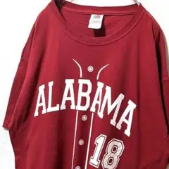 フルーツオブザルーム アラバマ18 デカロゴ Tシャツえんじ色レッド赤L古着