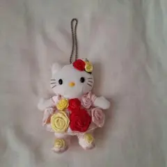 ハローキティ 花柄ドレス ぬいぐるみマスコット！