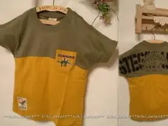 1359◆新品【100cm】恐竜柄 カラシ色★半袖Tシャツ Blue Mart