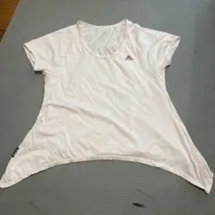 adidas 薄ピンクラウンドネック Tシャツ