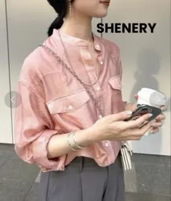 【SHENERY（シーナリー）】ウエスタンシアーシャツ（ピンク/フリーサイズ）