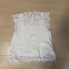 レース ノースリーブ トップス ホワイト　夏服