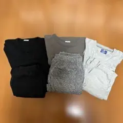 ルームウェア 上下3点セット 黒 グレー