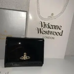vivienne westwood 財布 三つ折 ブラック エナメル