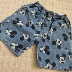 美品 フタフタ ミッキー デニムハーフパンツ