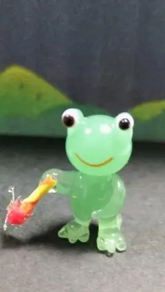 ガラス細工ミニチュア　カエル手持ち花火