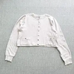 美品　ショートカーディガン(F)クリーミーコットン　オーガニックコットン　羽織