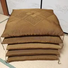 金茶色花柄高級フクレ織りの58cm座布団5枚セットを圧縮して発送