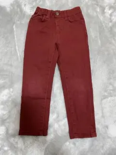 141 UNIQLO キッズ 赤 長ズボン 100cm ウエスト調節あり