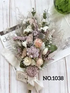 ドライフラワースワッグ❁⃘*ルリタマアザミとライラックpinkWhite【37㎝】