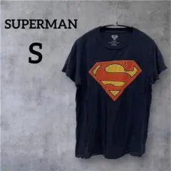 美品✨SUPERMAN【S】スーパーマン 半袖Tシャツ ネイビービッグロゴ