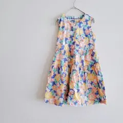 昭和レトロ◆花柄ノースリーブワンピース 女の子用 当時物 ヴィンテージ
