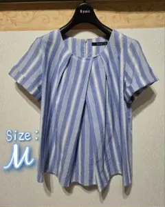 【美品】ストライプ 半袖シャツ Mサイズ