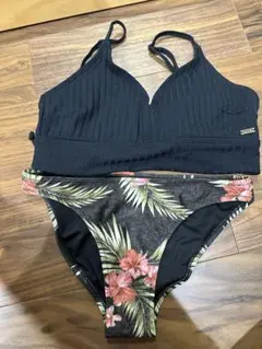 ROXY ブラック フローラル ビキニ L