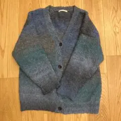 ケービーエフ　青　カーディガン アウター　ニット　セーター　つむぎ　秋　冬