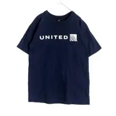 3019　UNITED ユナイテッド航空　ヘインズ　Tシャツ　半袖　企業T　紺