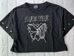 ショート丈　クロップドTシャツ スタッズ付き 蝶 150サイズ　キッズ