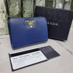 希少 美品 正規品 PRADA VITELLO MOVE ネイビー プラダ財布