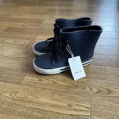 【未使用】COMME CA ISM ネイビー ハイカットレインシューズ19cm