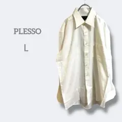3134 PLESSO【L】ストライプ 長袖ワイシャツ コットン　ノームコア