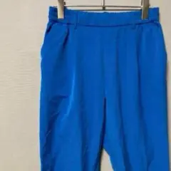 HK WORKS LONDONタックパンツ(L)ブルー無地テーパードアンクル丈