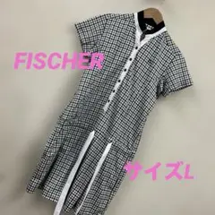 FISCHER ゴルフ　ポロワンピース　ブラックxホワイト　L ＃1414
