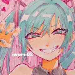 手描きイラスト アナログイラスト 初音ミク 色紙