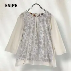 a2231 花柄シフォンブラウス フラワープリント 七分袖 アイボリー系 36