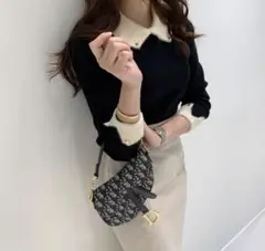 ♡DHOLIC minagram ファーカラーニット 黒 襟付き♡