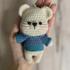 ムギュッと。。パーカーくまちゃん あみぐるみ