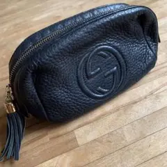 GUCCI グッチ ソーホー 化粧ポーチ タッセル ブラック 黒 レザー レア