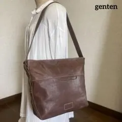 ◇ 美品 genten ゲンテン レザーショルダーバッグ ブラウンA4対応 ◇