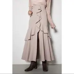 rienda ダブルフリルスリットスコートショートパンツ ピンク M