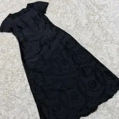 タバサ　TABASA 絹100% 刺繍　黒　S ドレス　パーティー