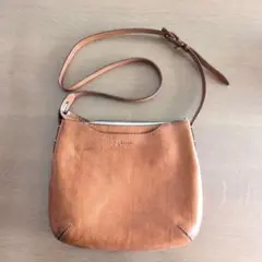 genten ブラウン レザー ショルダーバッグ