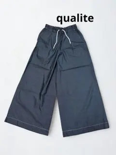 qualite コットンリヨセルデニムワイドパンツ