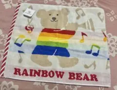 未使用　レインボーベア パレード　フェイスタオル　オフホワイト　1枚　音符