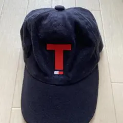 トミーヒルフィガー ネイビー帽子 Tロゴ刺繍