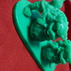 シーサー　緑色 獅子置物 2体